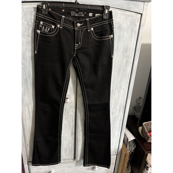 Miss me boot cut embellished pocket jeans black size 28 Y2K - Picture 4 of 9